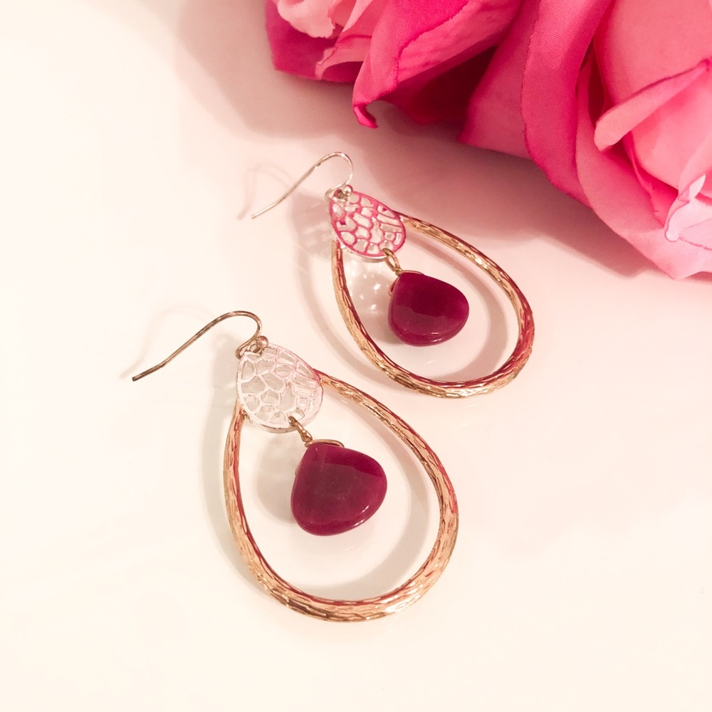 Francesca’s Earrings - Burgundy, Gold, Silver